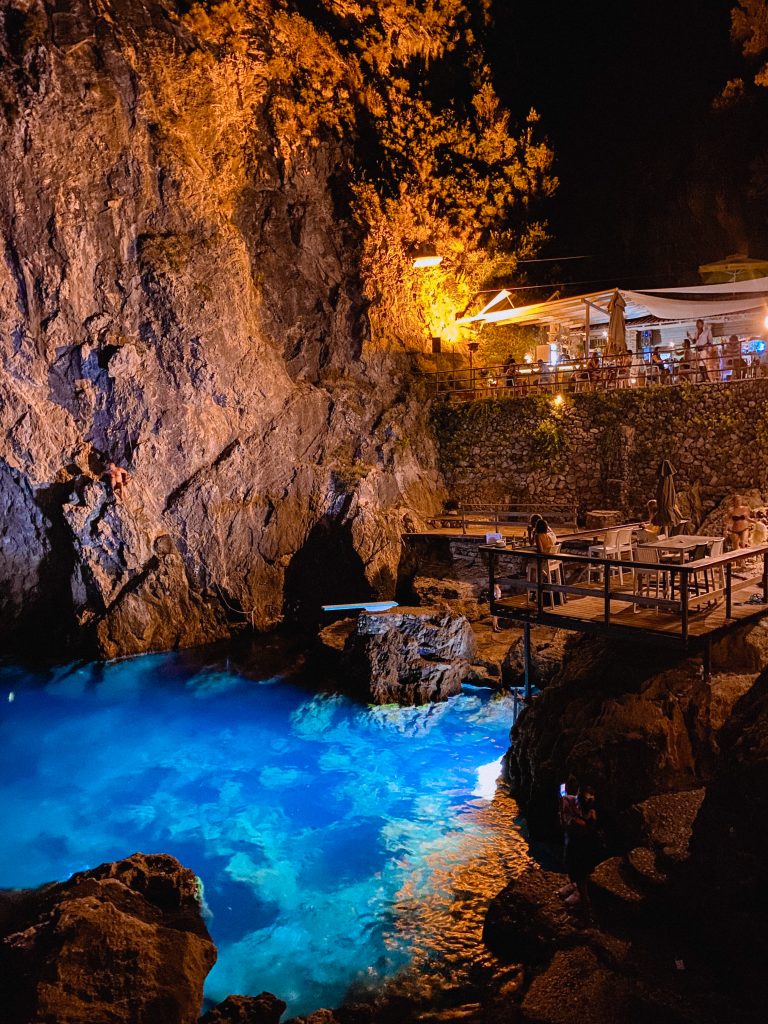 La Grotta at night Corfu